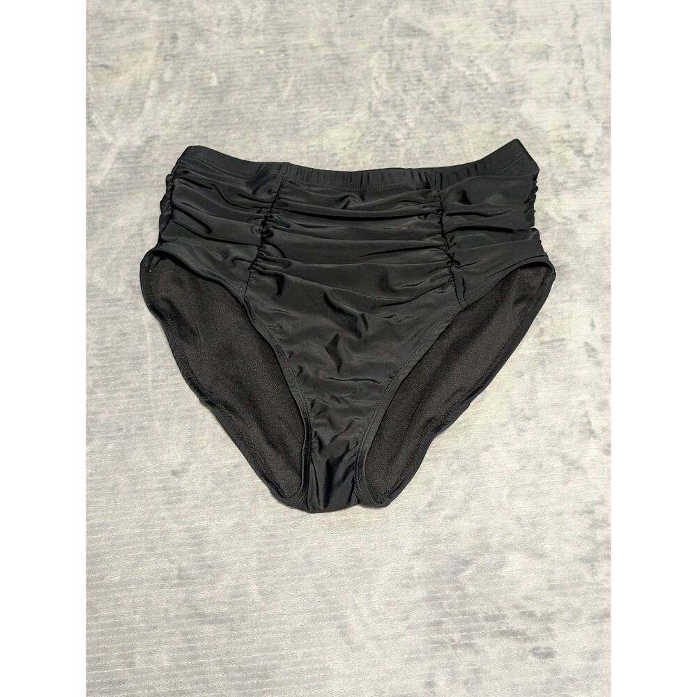 NWT Adore Me size L Black High Waisted  Riched Bikini Bottom Swimsuit